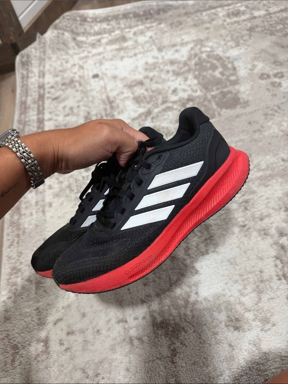 adidas Men's Black, White & Red Athletic Running Shoes
